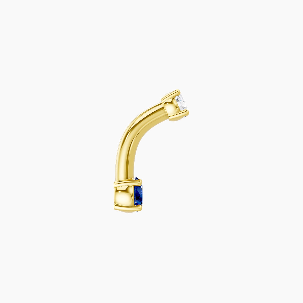 Nut | 18k Yellow Gold 3 mm 6 mm Round Sapphire & Diamond Belly Piercing