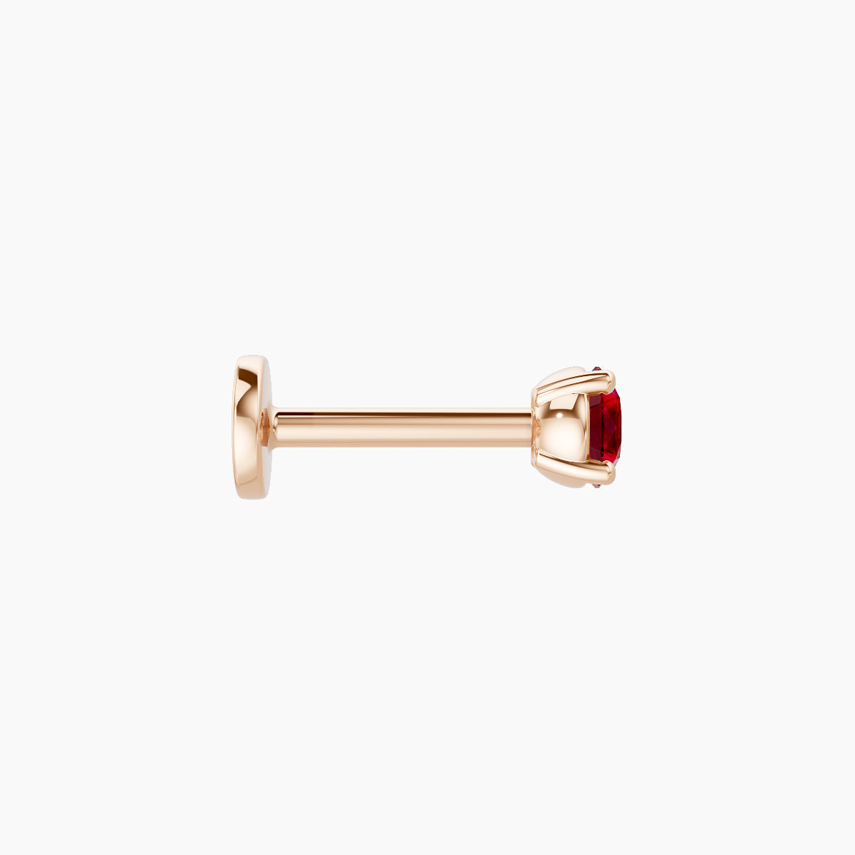 Nut | 18k Rose Gold 6.5 mm 3 mm Round Ruby Nose Piercing