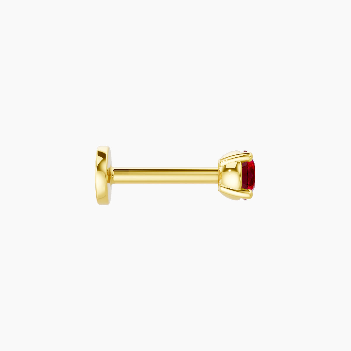 Nut | 18k Yellow Gold 6.5 mm 3 mm Round Ruby Nose Piercing