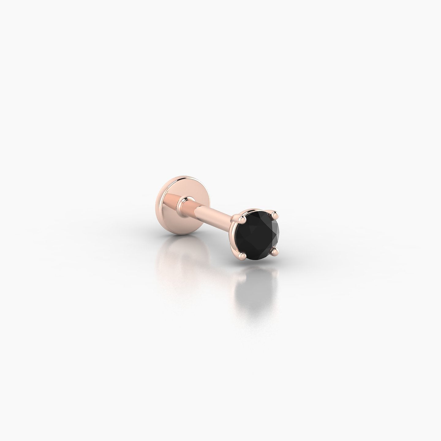 Nut | 18k Rose Gold 6.5 mm 3 mm Round Black Diamond Nose Piercing