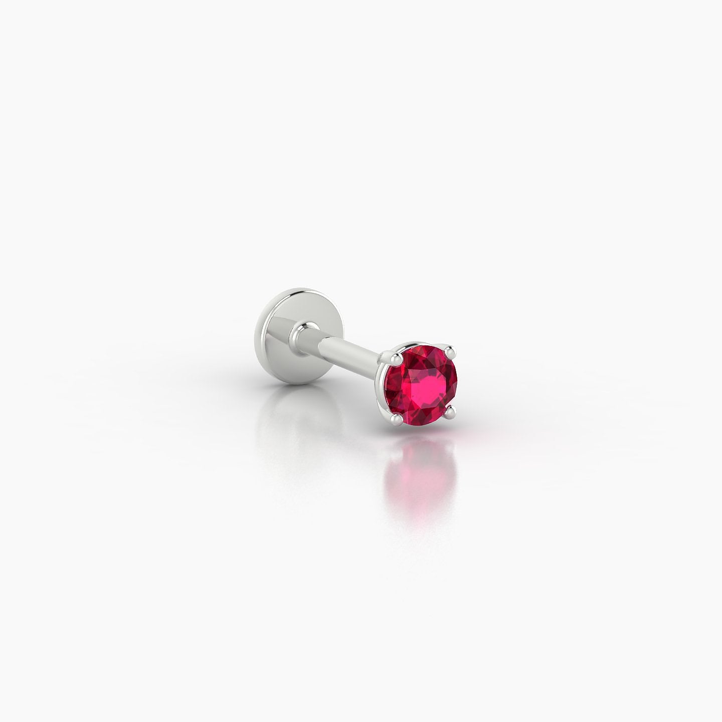 Nut | 18k White Gold 6.5 mm 3 mm Round Ruby Nose Piercing