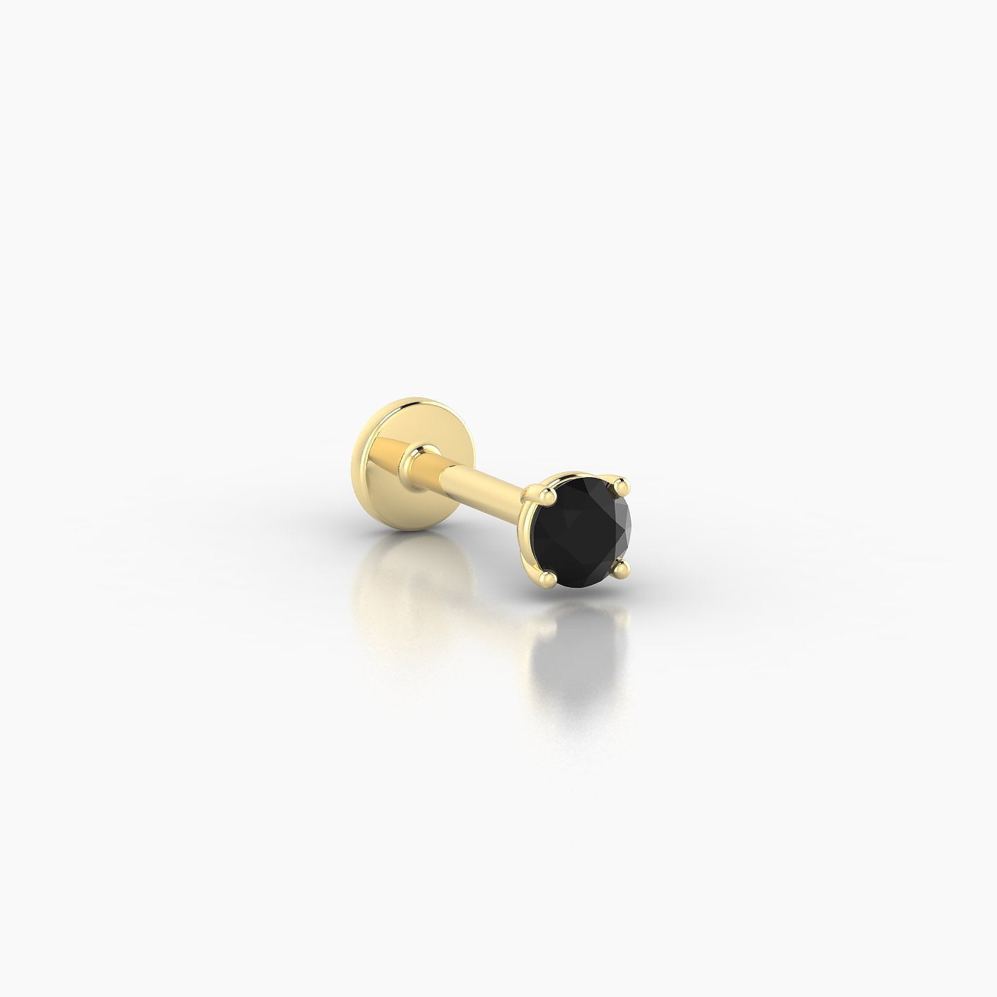 Nut | 18k Yellow Gold 6.5 mm 3 mm Round Black Diamond Nose Piercing