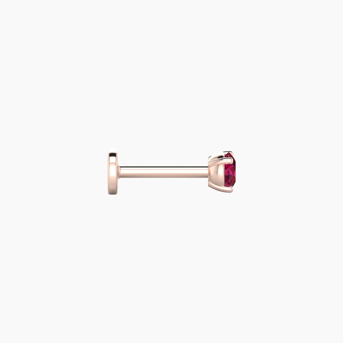 Nut | 18k Rose Gold 6.5 mm 3 mm Round Ruby Nose Piercing