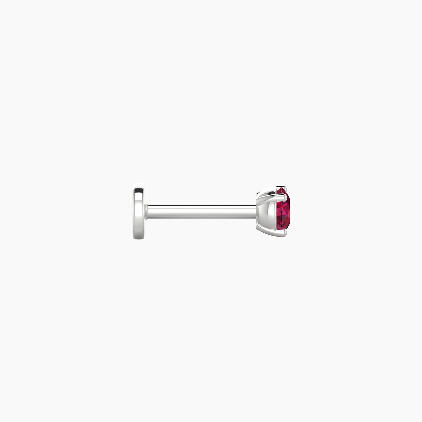 Nut | 18k White Gold 6.5 mm 3 mm Round Ruby Nose Piercing