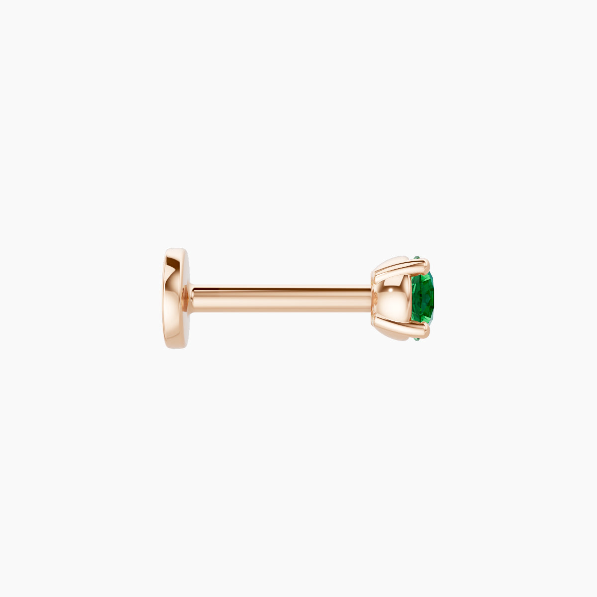 Nut | 18k Rose Gold 6.5 mm 3 mm Round Emerald Piercing