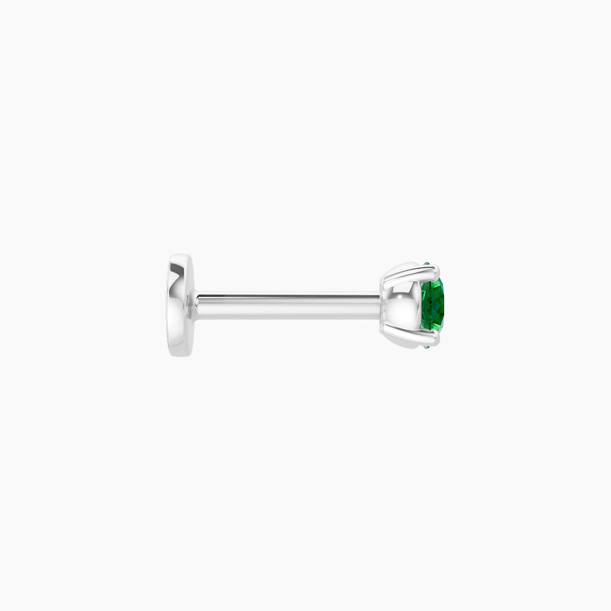 Nut | 18k White Gold 6.5 mm 3 mm Round Emerald Piercing