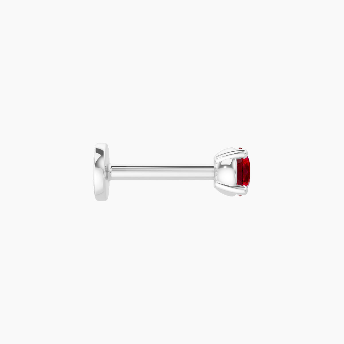 Nut | 18k White Gold 6.5 mm 3 mm Round Ruby Piercing