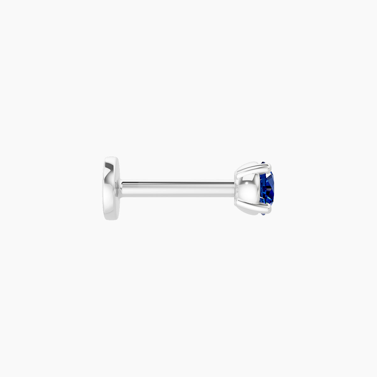 Nut | 18k White Gold 6.5 mm 3 mm Round Sapphire Piercing