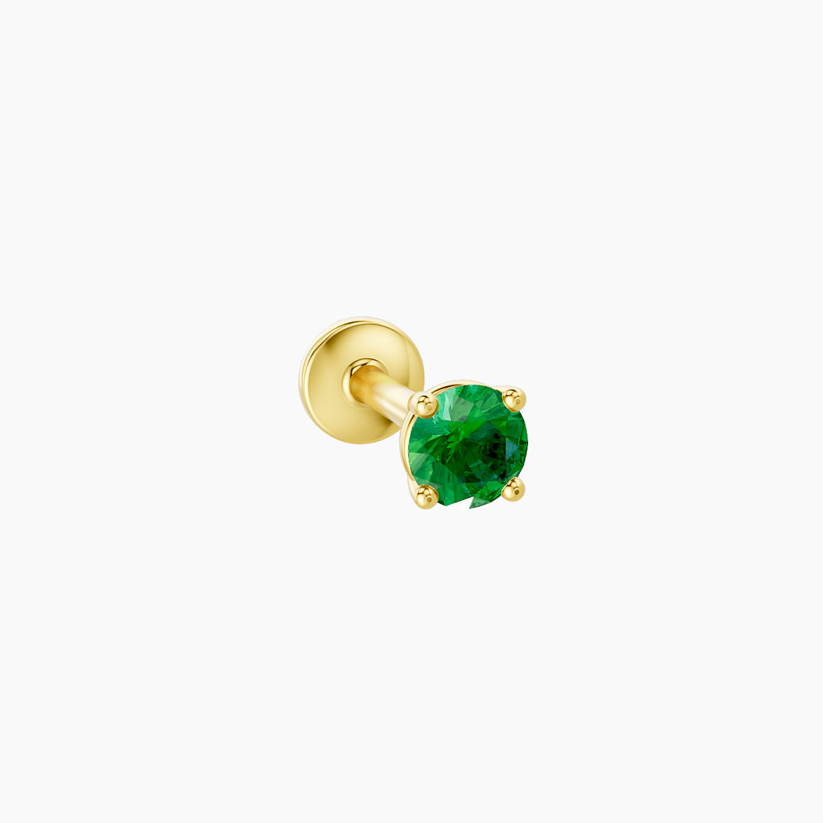 Nut | 18k Yellow Gold 6.5 mm 3 mm Round Emerald Piercing