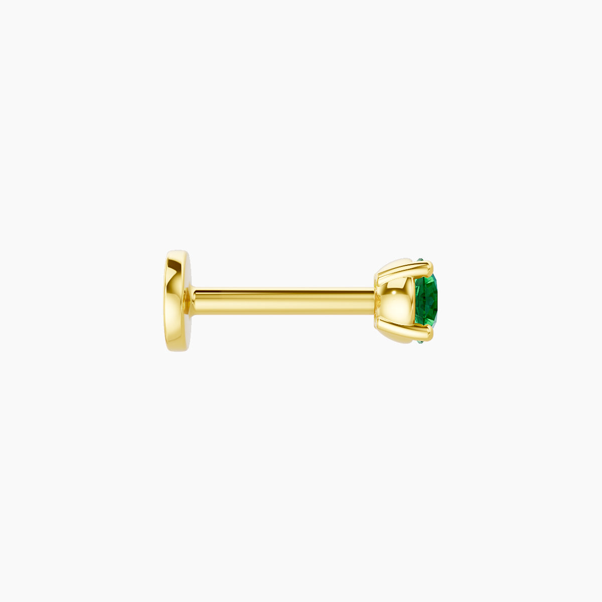 Nut | 18k Yellow Gold 6.5 mm 3 mm Round Emerald Piercing