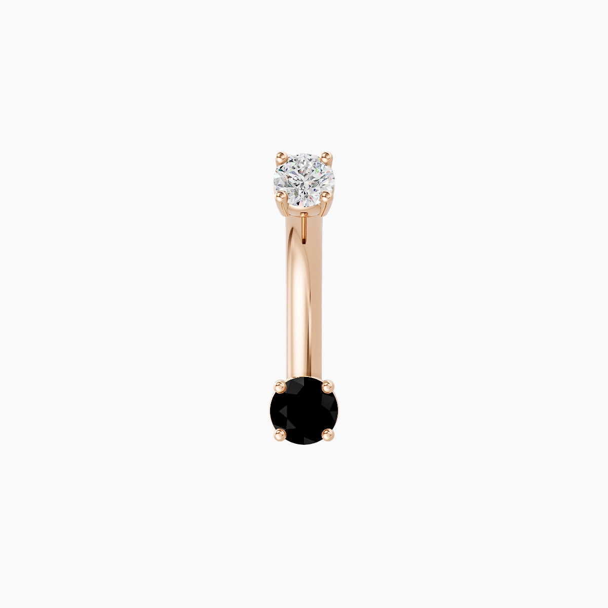 Nut | 18k Rose Gold 3 mm 8 mm Round Black Diamond & Diamond Belly Piercing
