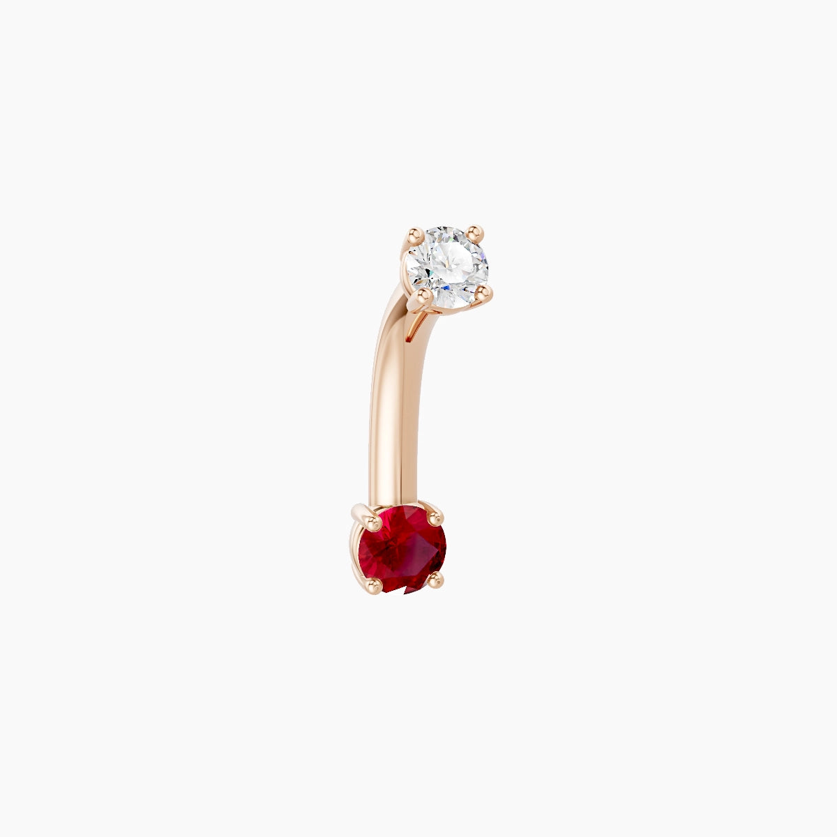 Nut | 18k Rose Gold 3 mm 8 mm Round Ruby & Diamond Belly Piercing