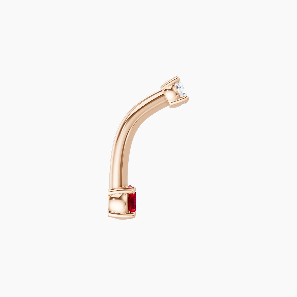 Nut | 18k Rose Gold 3 mm 8 mm Round Ruby & Diamond Belly Piercing