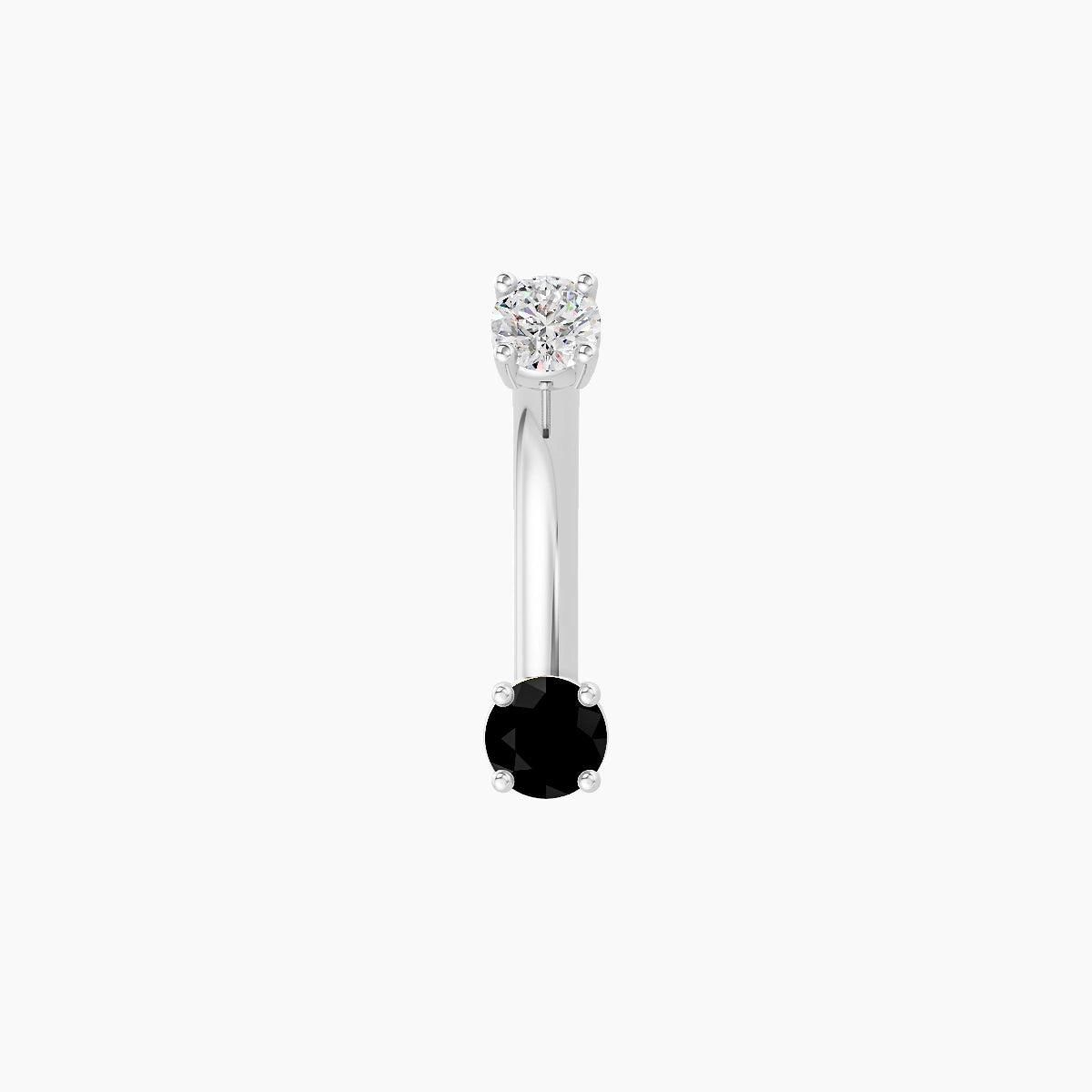 Nut | 18k White Gold 3 mm 8 mm Round Black Diamond & Diamond Belly Piercing