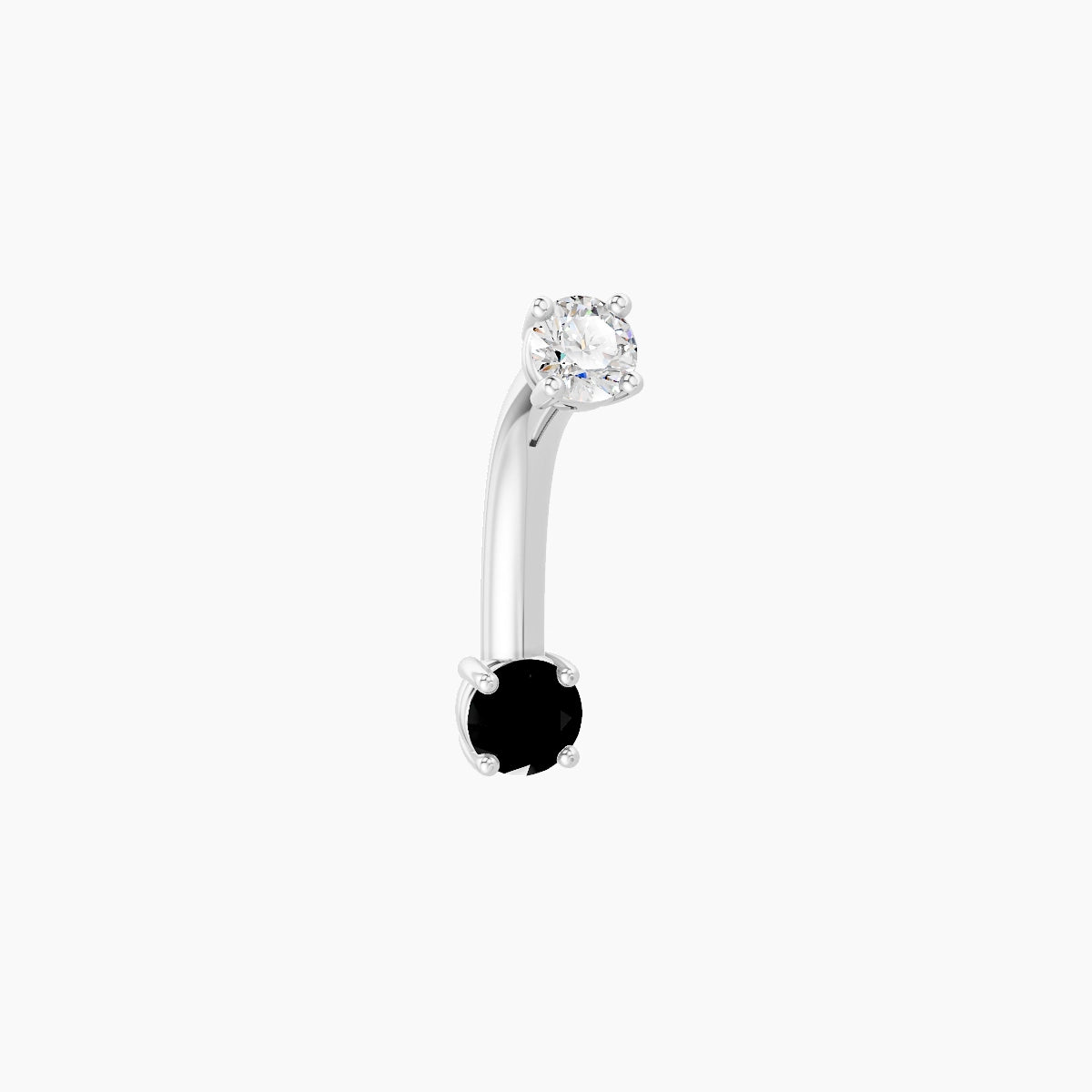 Nut | 18k White Gold 3 mm 8 mm Round Black Diamond & Diamond Belly Piercing