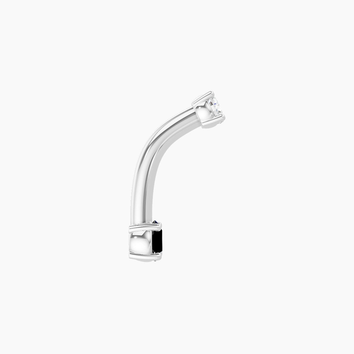 Nut | 18k White Gold 3 mm 8 mm Round Black Diamond & Diamond Belly Piercing