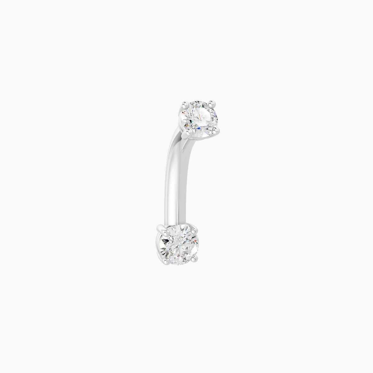 Nut | 18k White Gold 3 mm 8 mm Round Diamond Belly Piercing