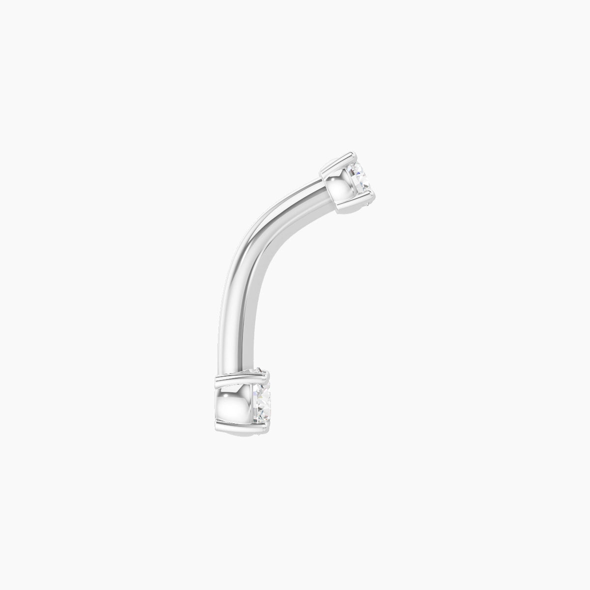 Nut | 18k White Gold 3 mm 8 mm Round Diamond Belly Piercing