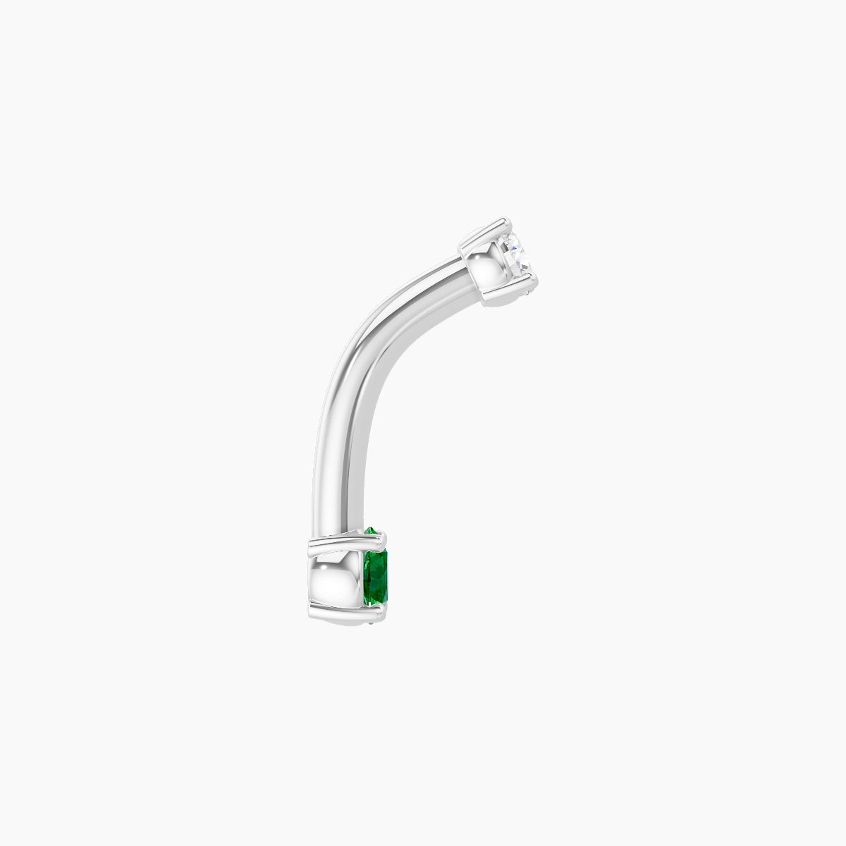 Nut | 18k White Gold 3 mm 8 mm Round Emerald & Diamond Belly Piercing