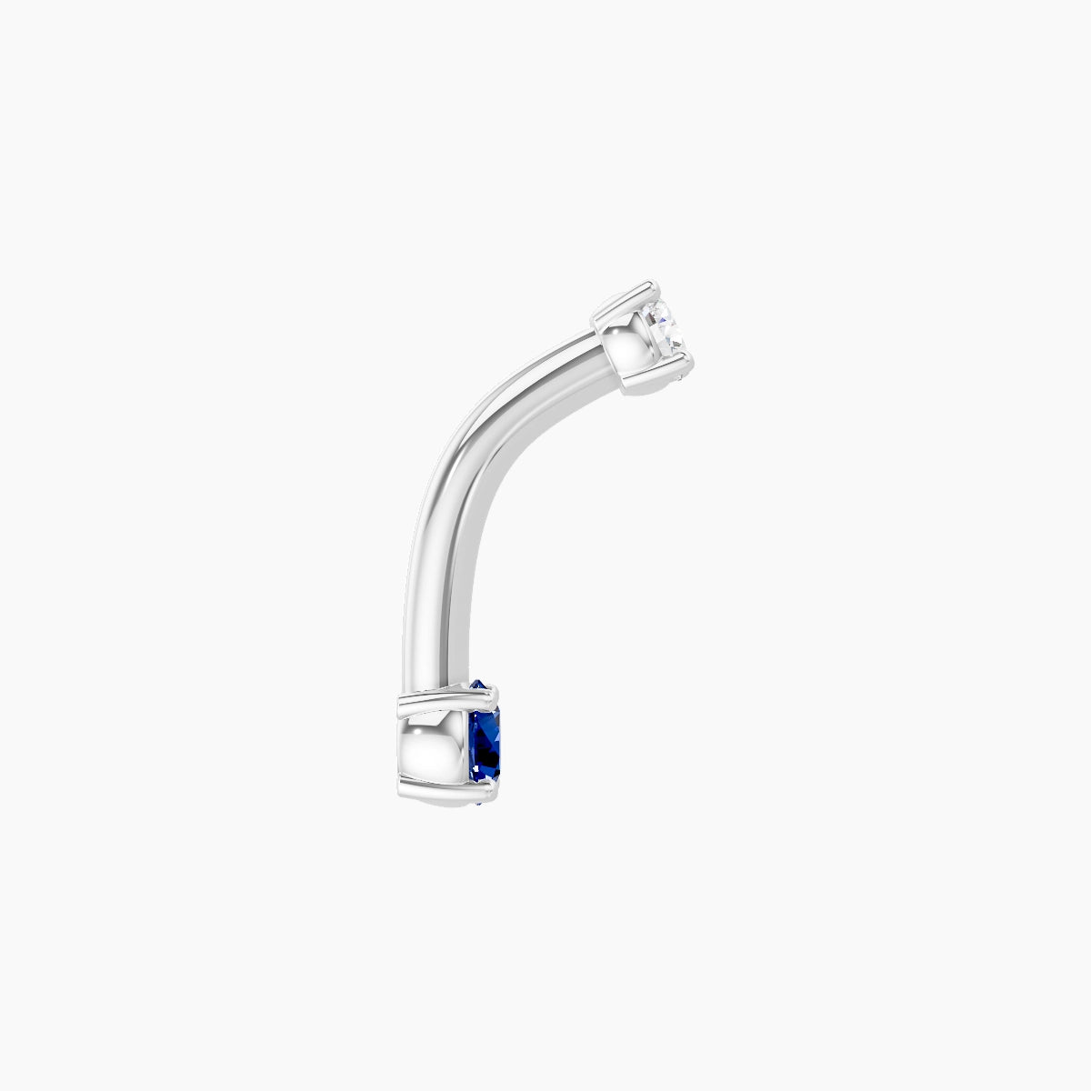 Nut | 18k White Gold 3 mm 8 mm Round Sapphire & Diamond Belly Piercing