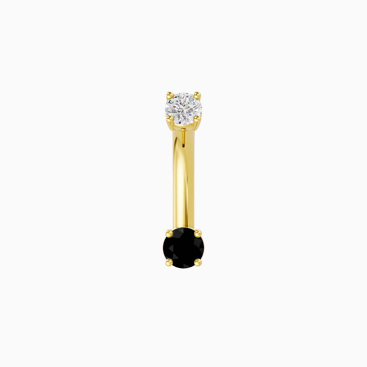 Nut | 18k Yellow Gold 3 mm 8 mm Round Black Diamond & Diamond Belly Piercing