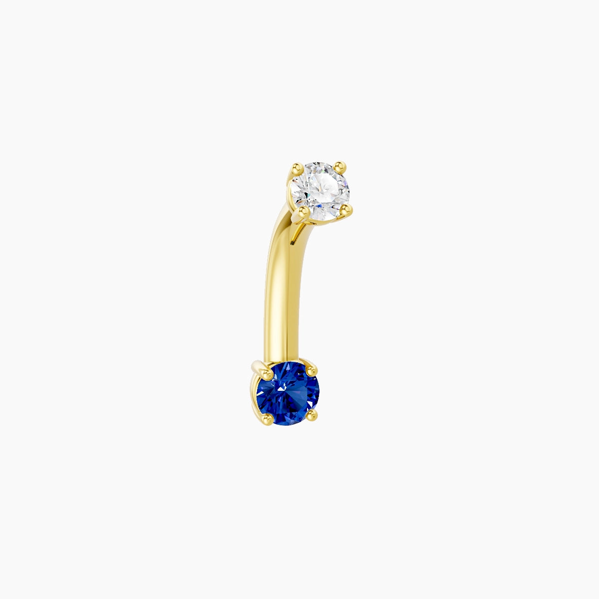 Nut | 18k Yellow Gold 3 mm 8 mm Round Sapphire & Diamond Belly Piercing