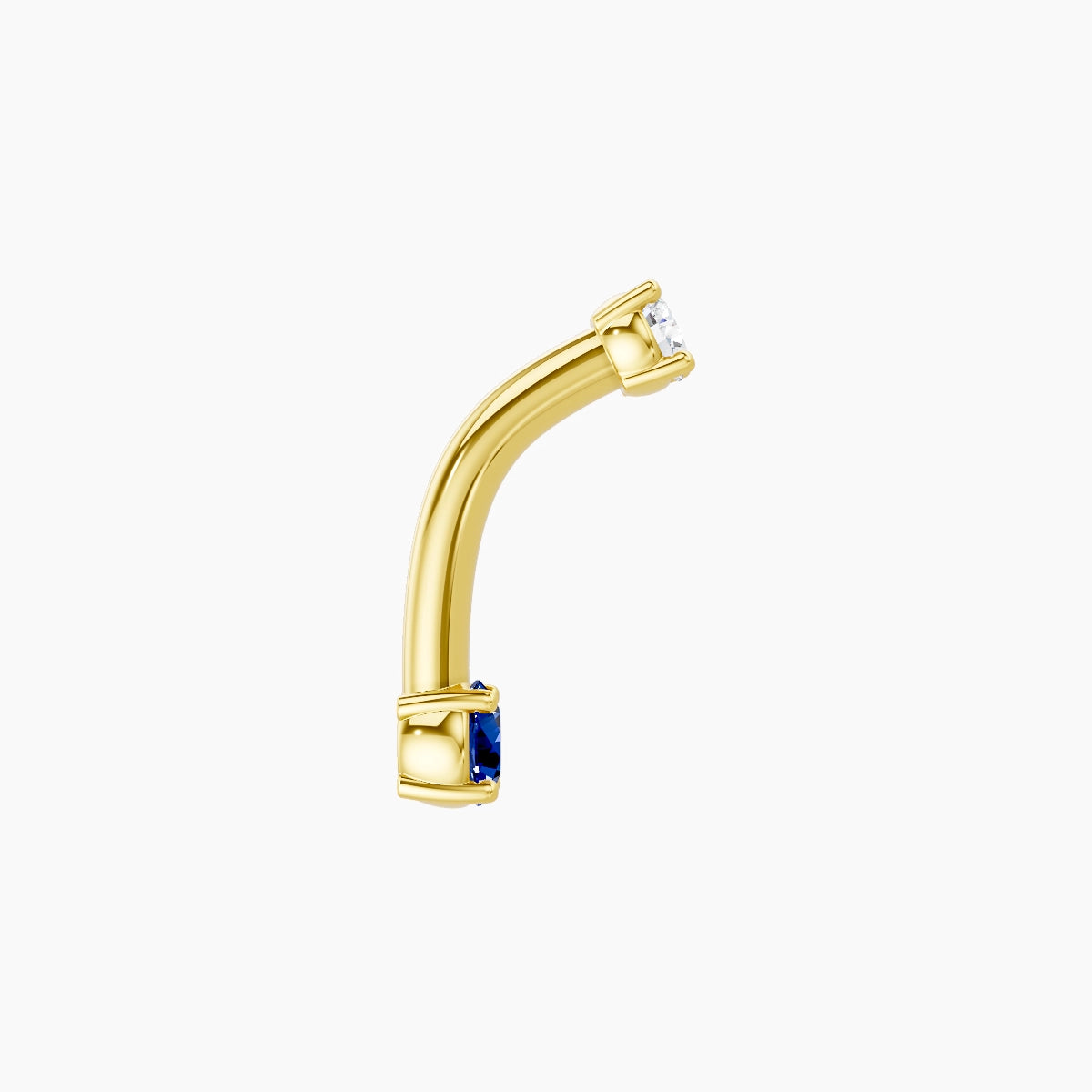 Nut | 18k Yellow Gold 3 mm 8 mm Round Sapphire & Diamond Belly Piercing