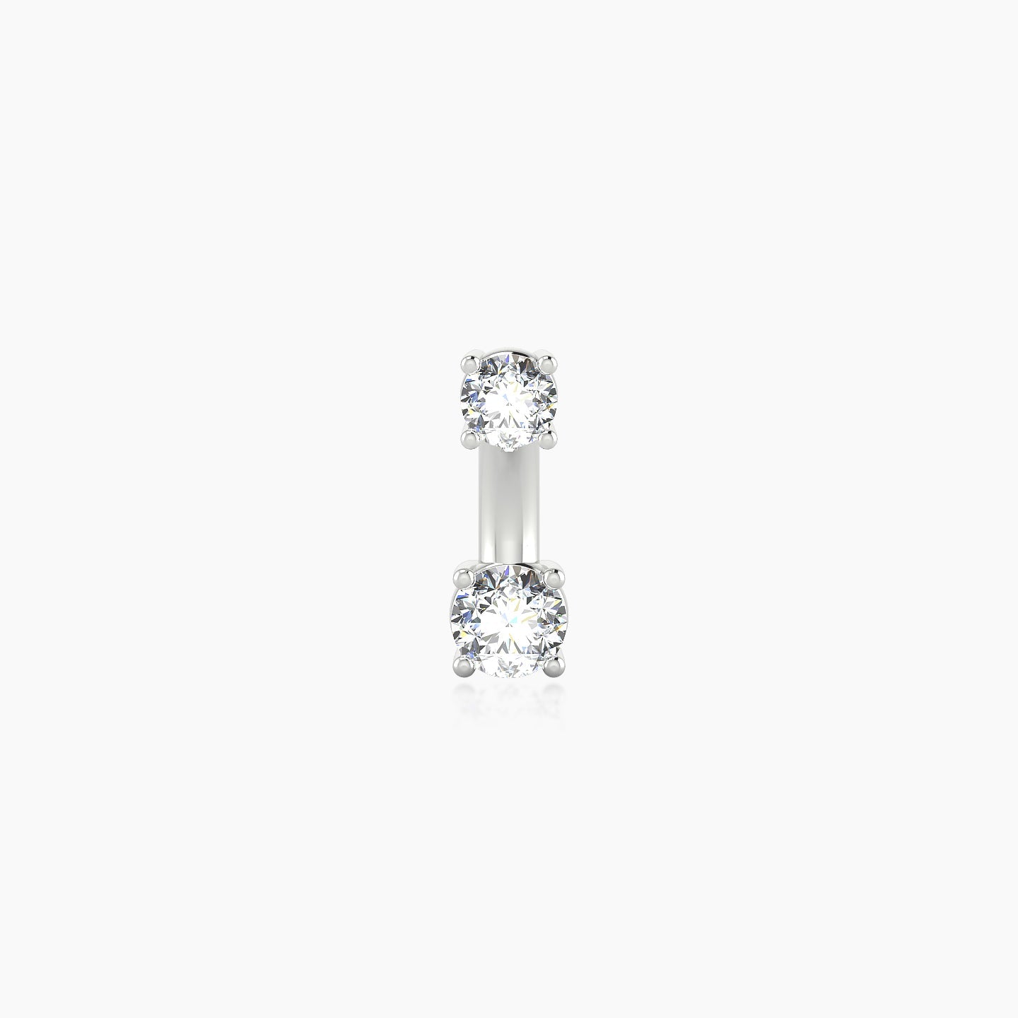 Nut | 18k White Gold 8 mm 3 mm Round Diamond Navel Piercing