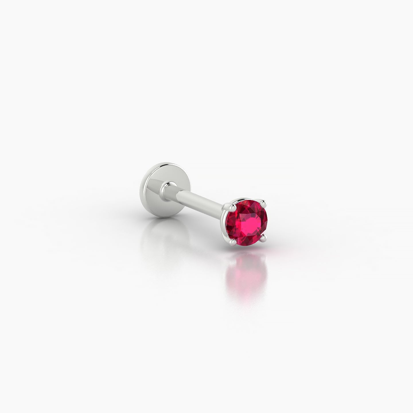 Nut | 18k White Gold 8 mm 3 mm Round Ruby Nose Piercing