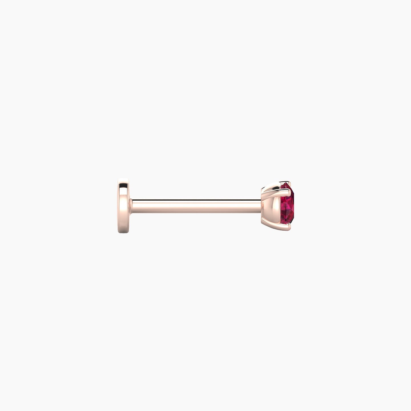 Nut | 18k Rose Gold 8 mm 3 mm Round Ruby Nose Piercing