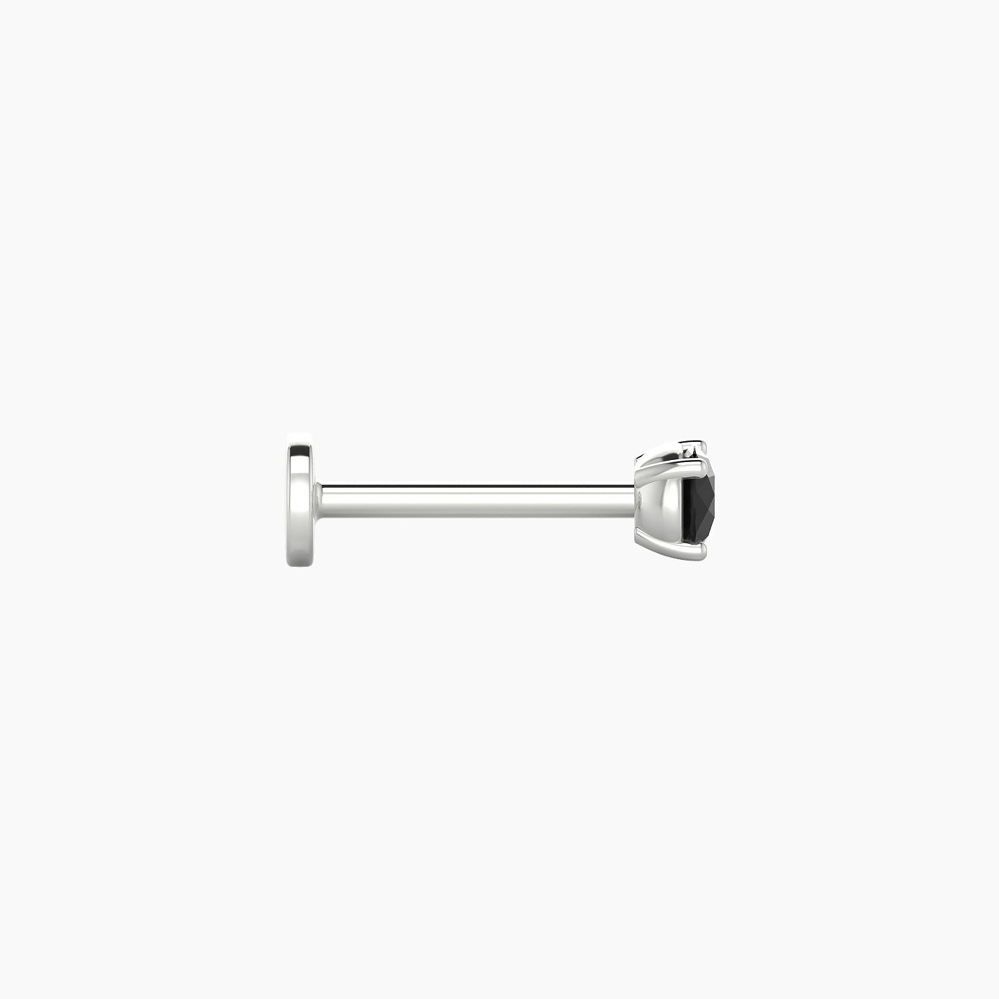 Nut | 18k White Gold 8 mm 3 mm Round Black Diamond Nose Piercing