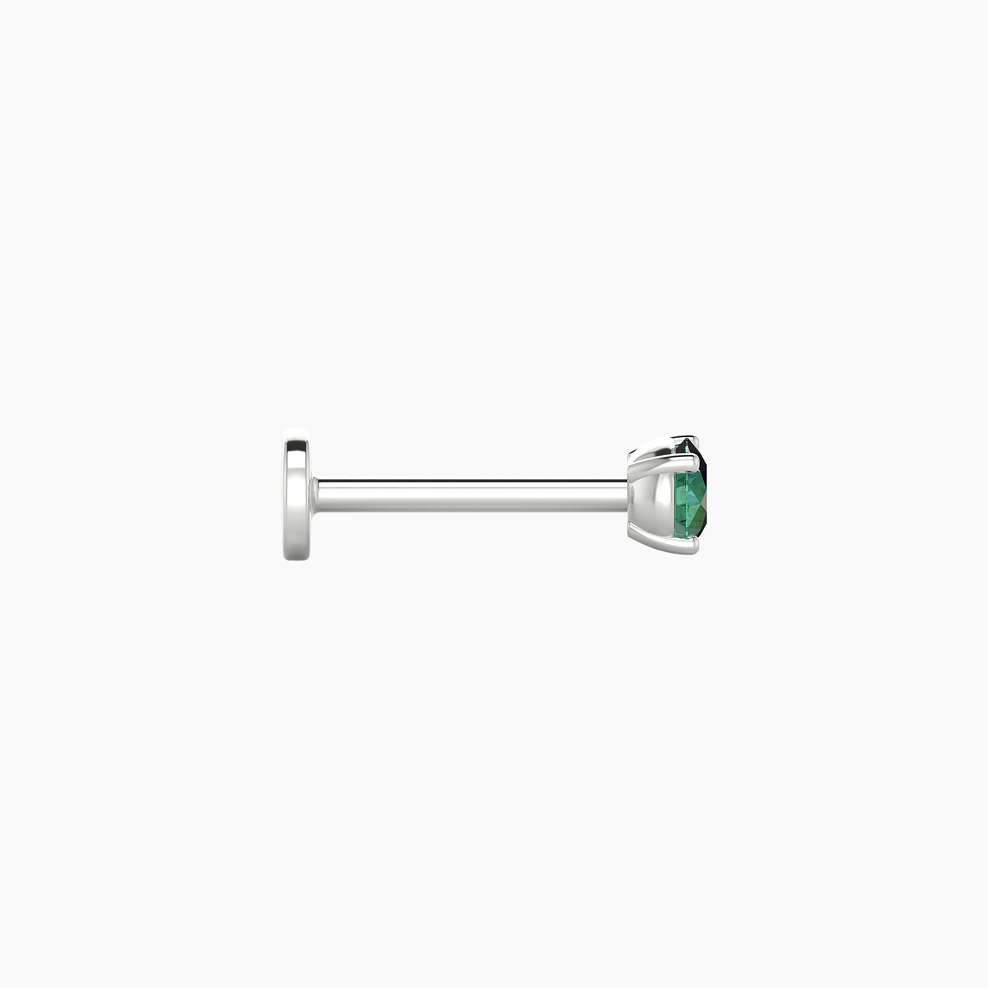 Nut | 18k White Gold 8 mm 3 mm Round Emerald Nose Piercing