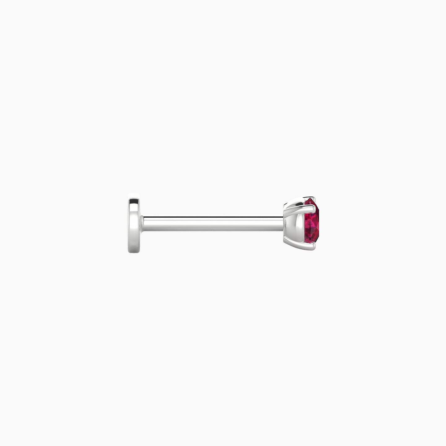 Nut | 18k White Gold 8 mm 3 mm Round Ruby Nose Piercing