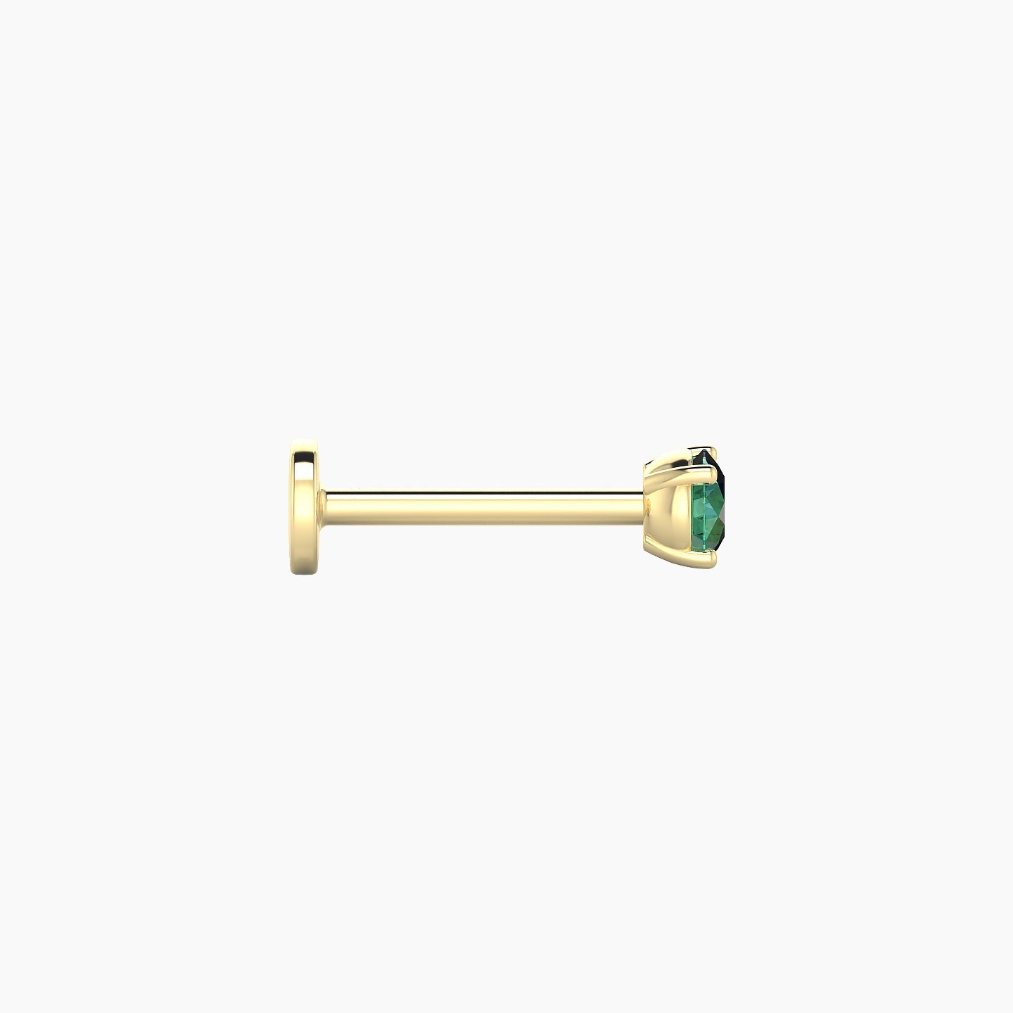 Nut | 18k Yellow Gold 8 mm 3 mm Round Emerald Nose Piercing
