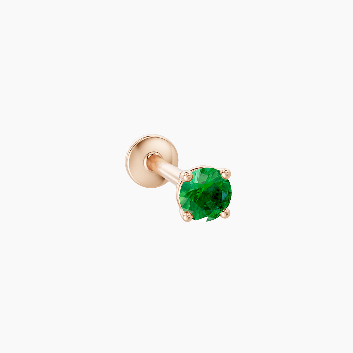 Nut | 18k Rose Gold 8 mm 3 mm Round Emerald Piercing