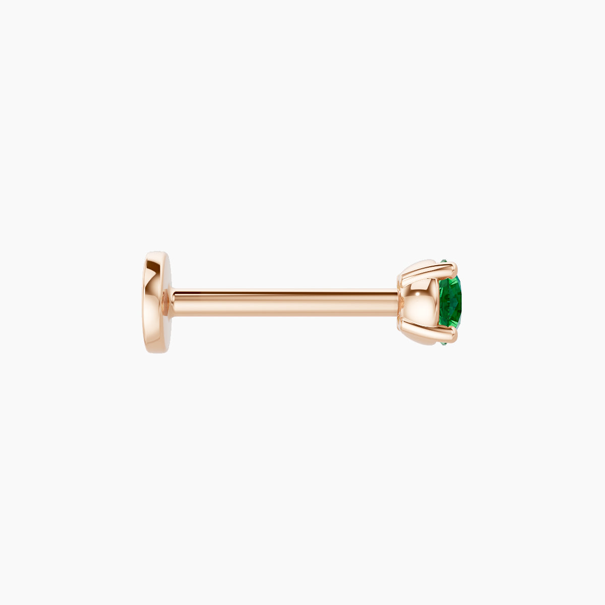 Nut | 18k Rose Gold 8 mm 3 mm Round Emerald Piercing
