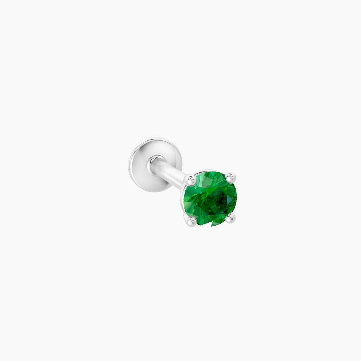 Nut | 18k White Gold 8 mm 3 mm Round Emerald Piercing