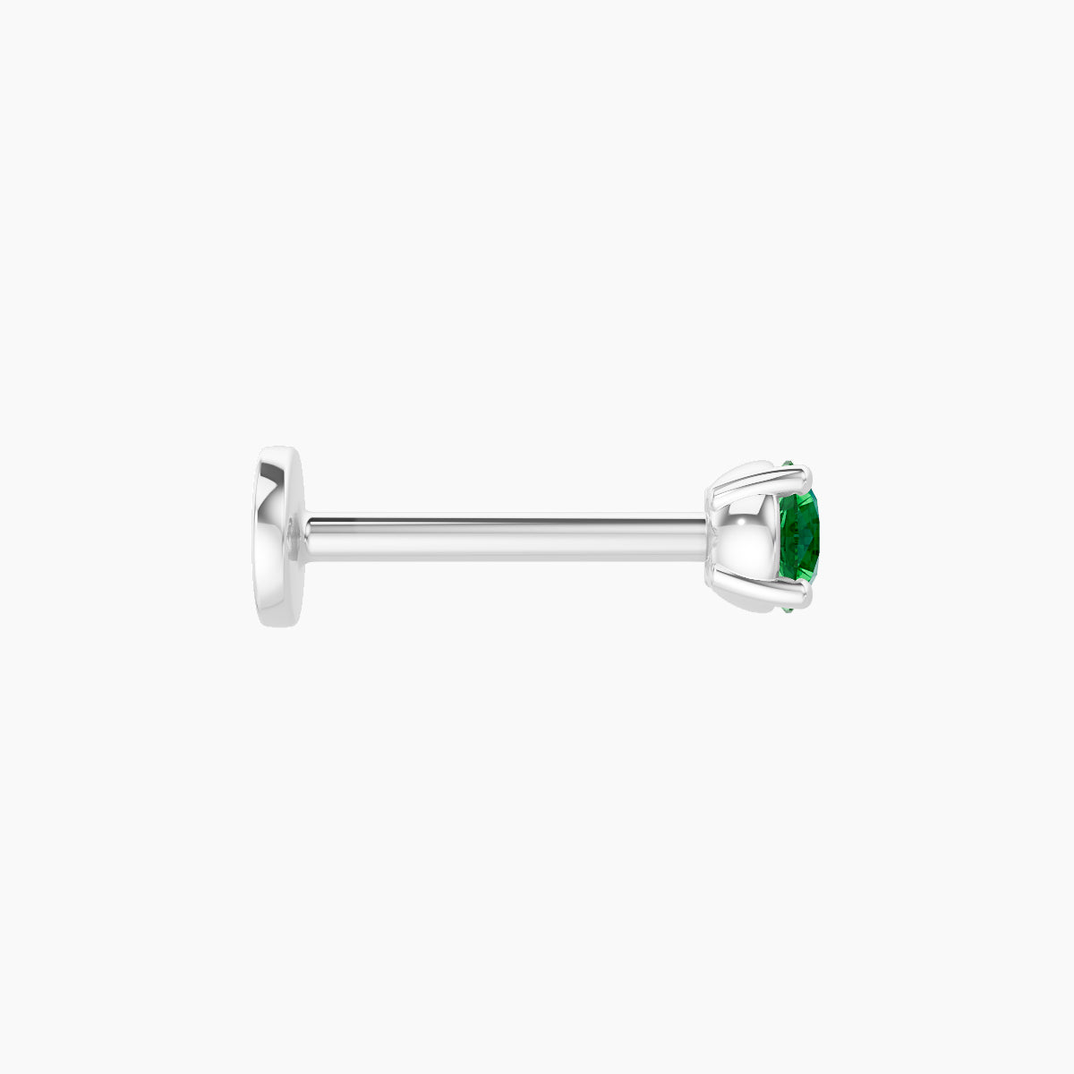 Nut | 18k White Gold 8 mm 3 mm Round Emerald Piercing