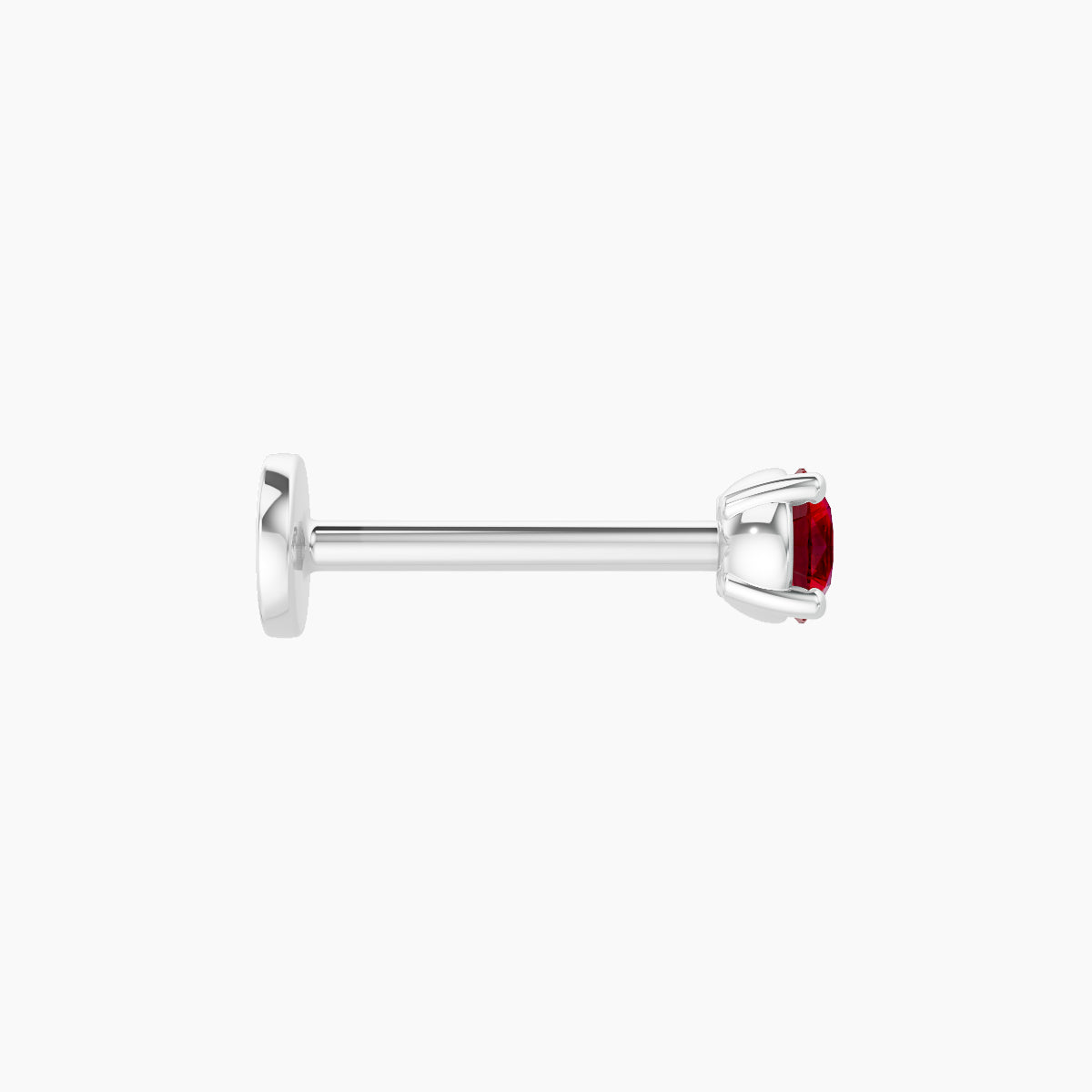 Nut | 18k White Gold 8 mm 3 mm Round Ruby Piercing