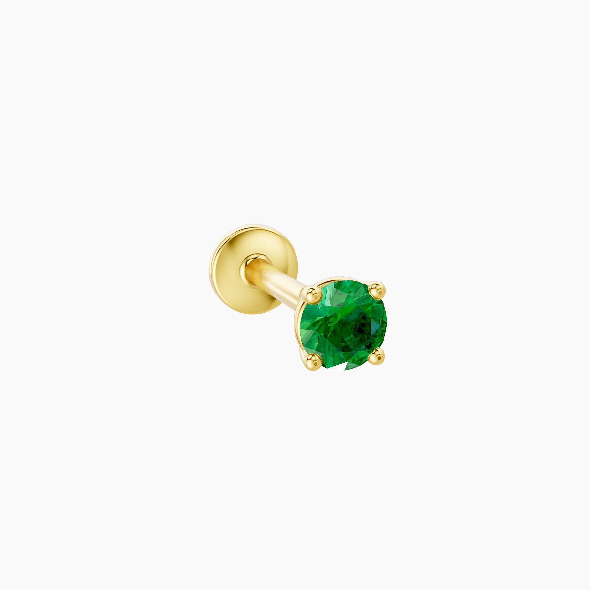 Nut | 18k Yellow Gold 8 mm 3 mm Round Emerald Piercing