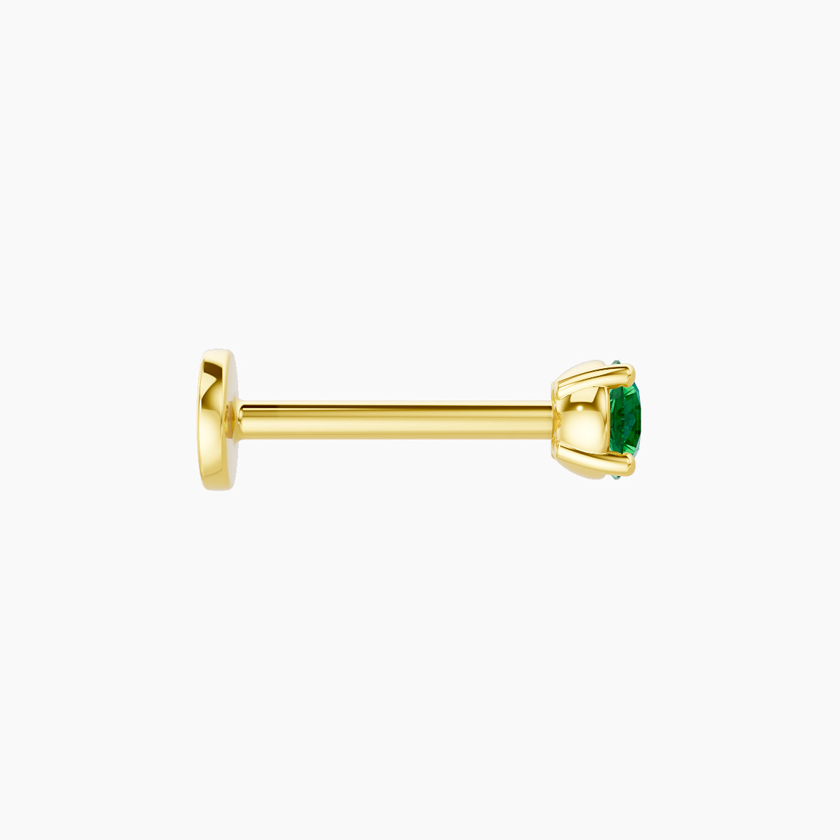 Nut | 18k Yellow Gold 8 mm 3 mm Round Emerald Piercing