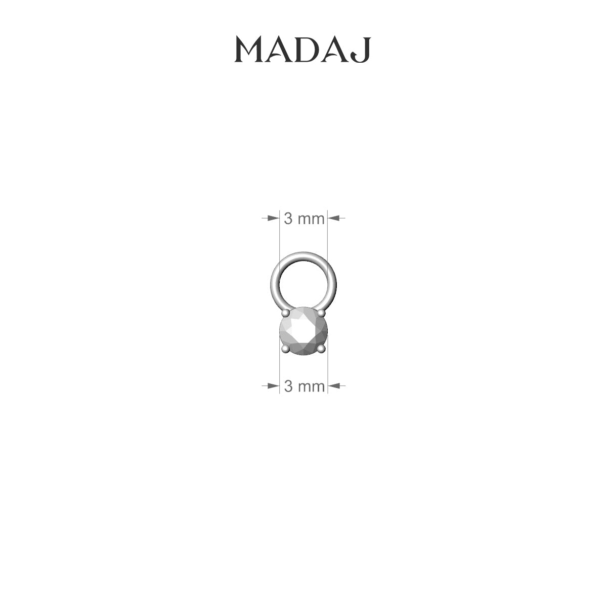 Nut | 18k Rose Gold 3 mm Round Diamond Charm