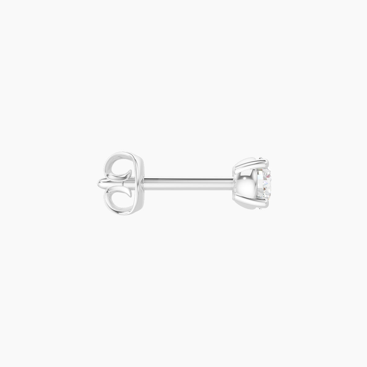 Nut | 18k White Gold 3 mm Round Diamond Earring