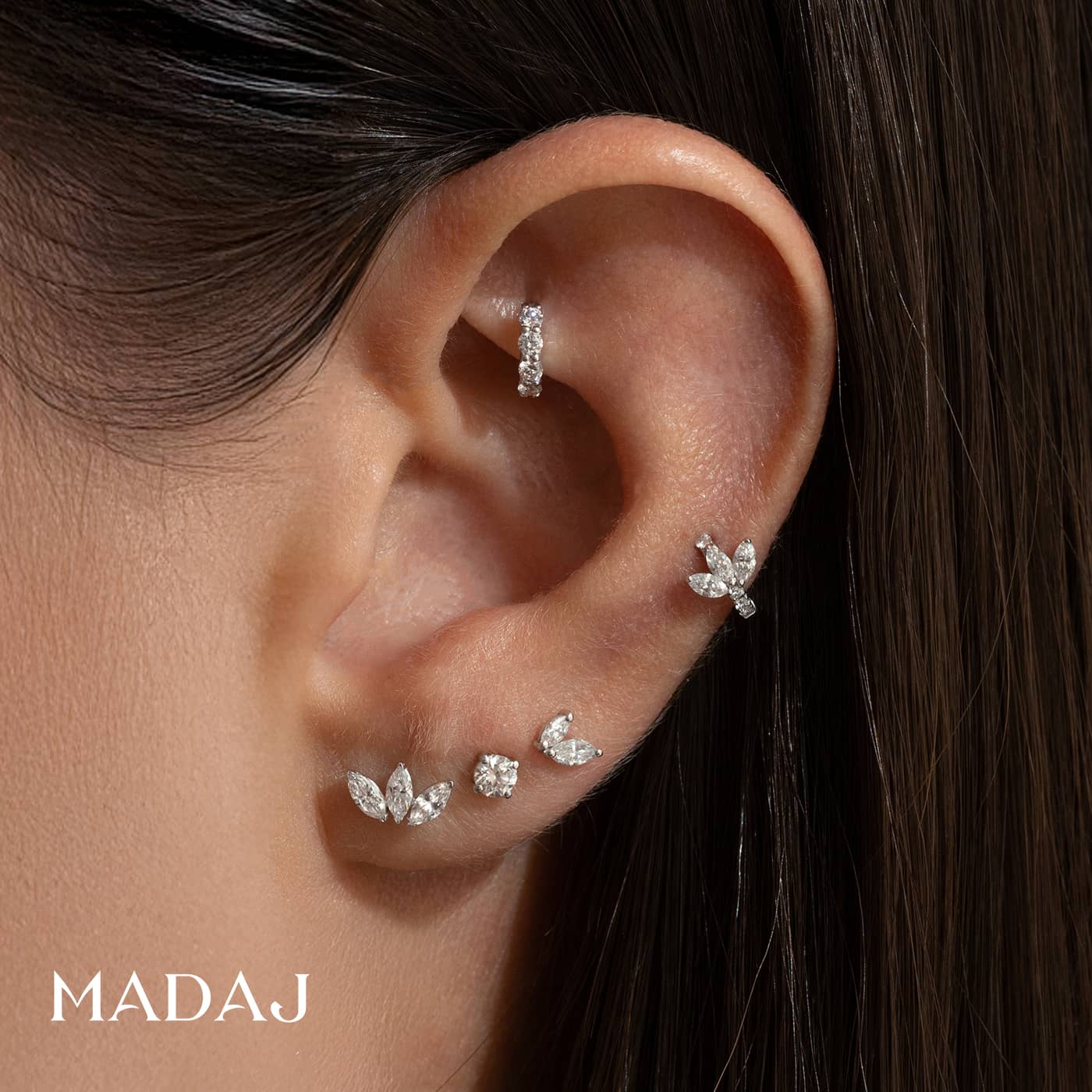 Nut | 18k White Gold 3 mm Round Diamond Earring