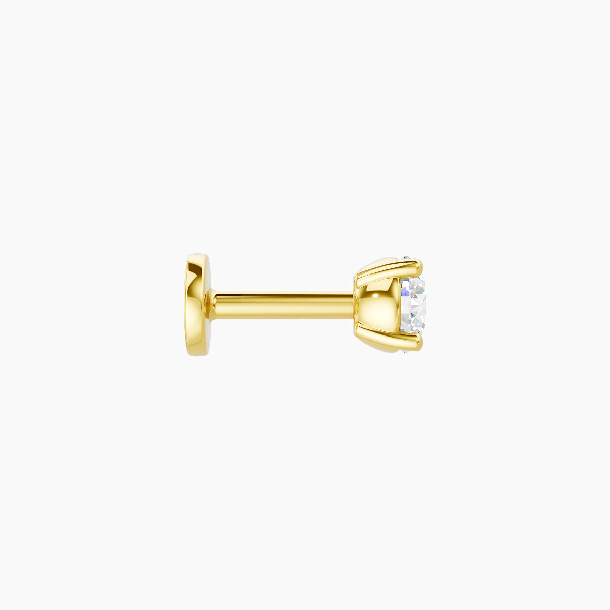 Nut | 18k Yellow Gold 3.4 mm 5 mm Round Diamond Nose Piercing