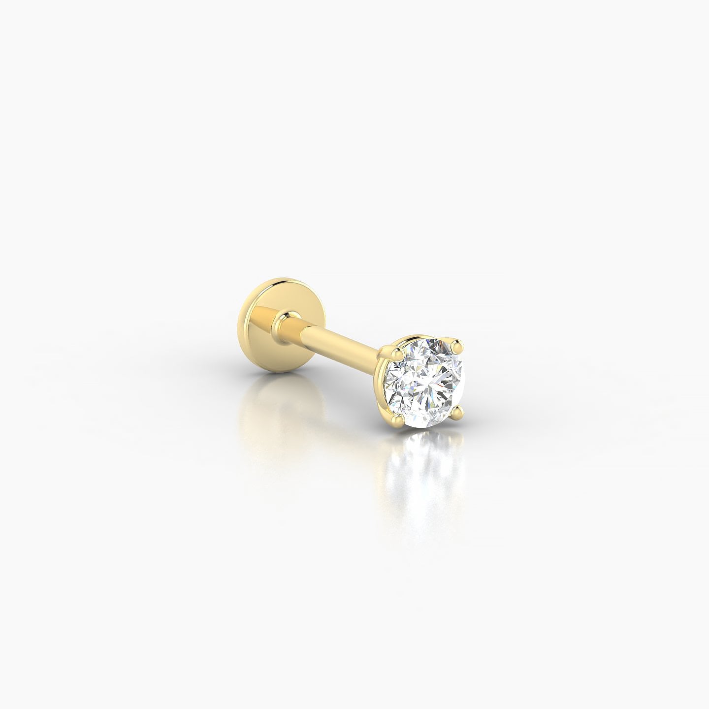 Nut | 18k Yellow Gold 3.4 mm 8 mm Round Diamond Nose Piercing