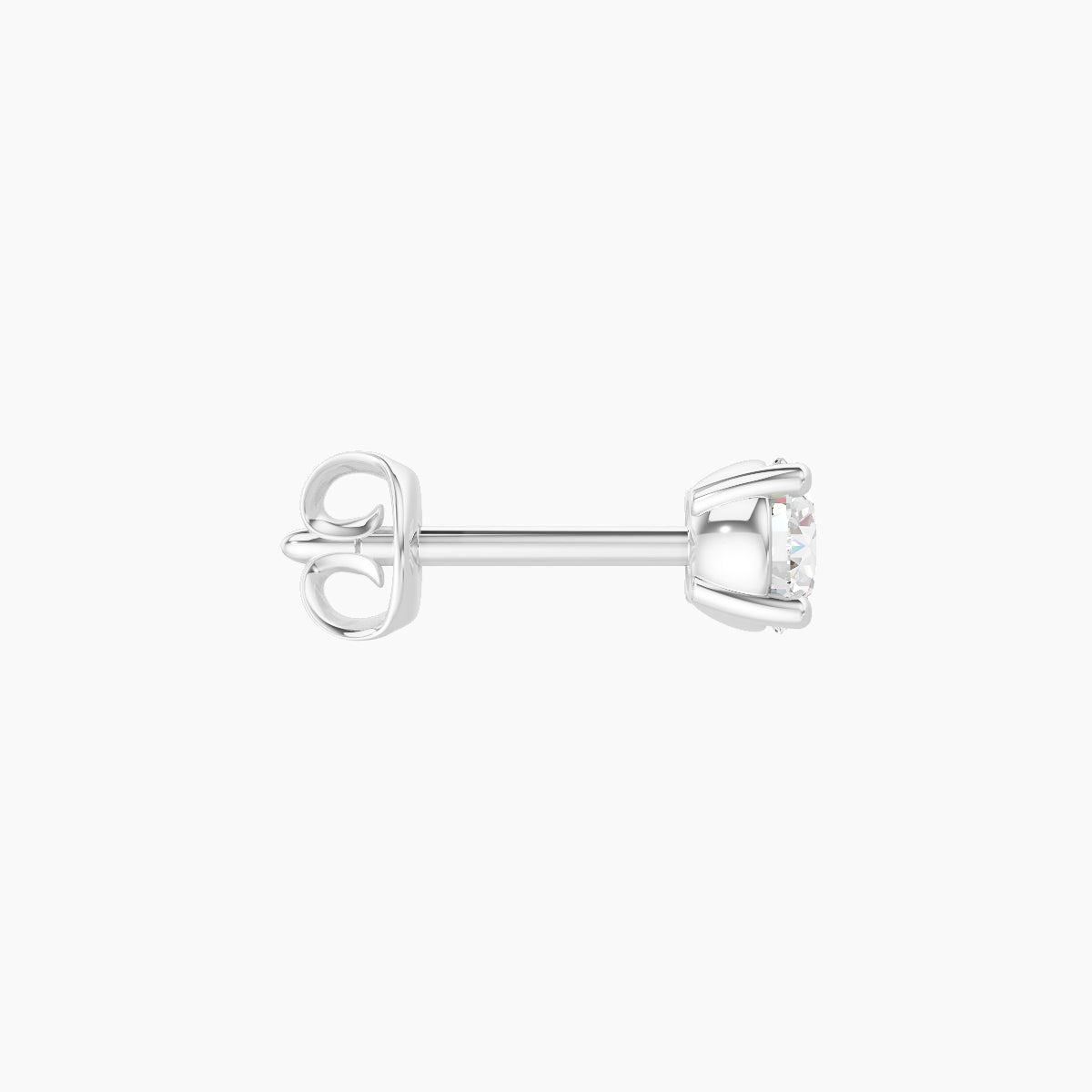 Nut | 18k White Gold 3.4 mm Round Diamond Earring