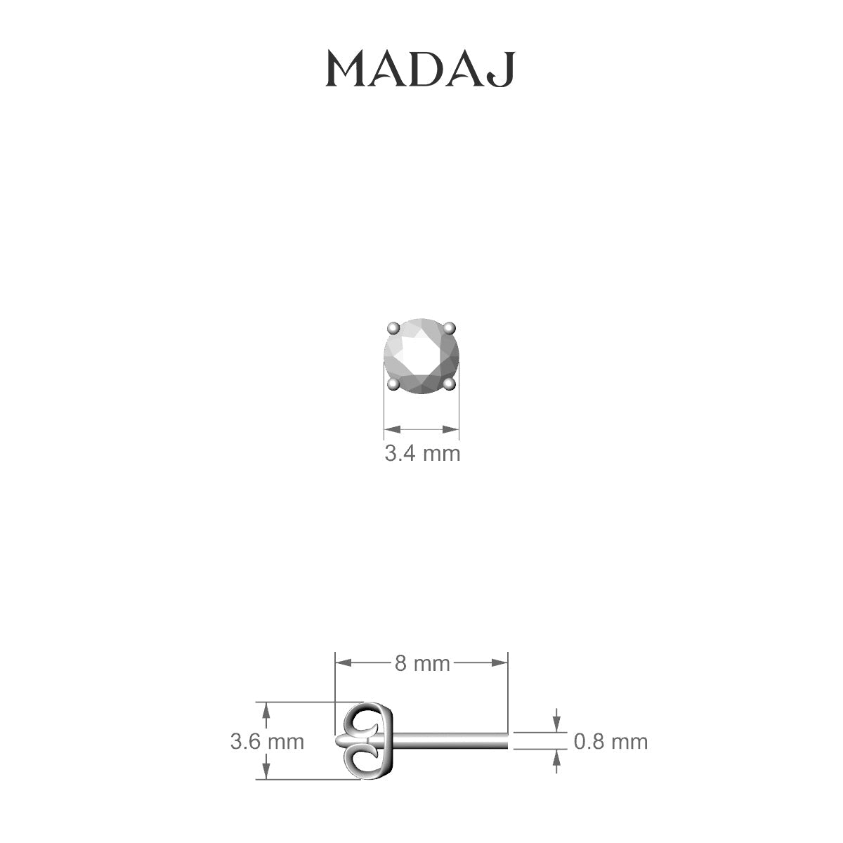 Nut | 18k White Gold 3.4 mm Round Diamond Earring