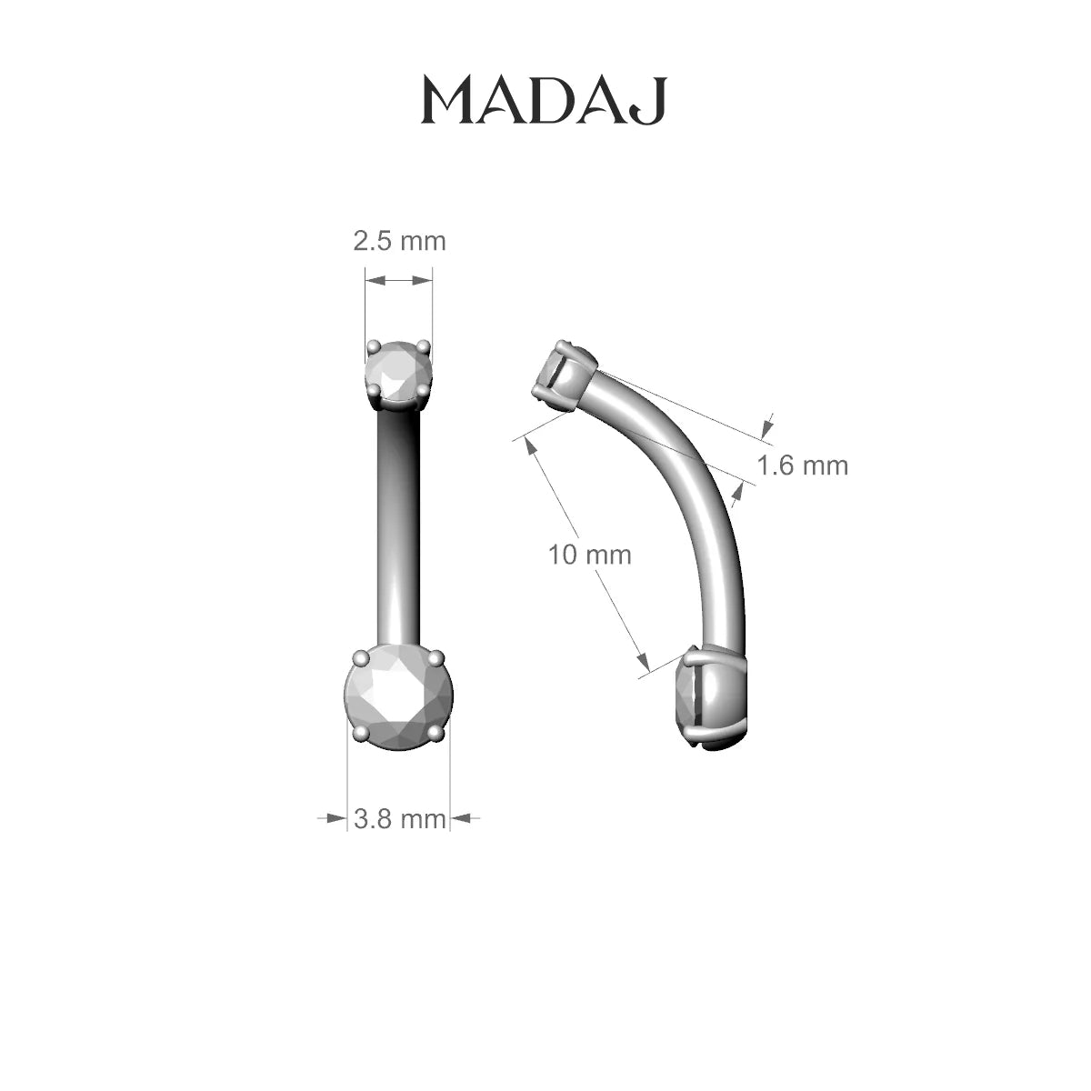 Nut | 18k Yellow Gold 4 mm 10 mm Round Diamond Belly Piercing