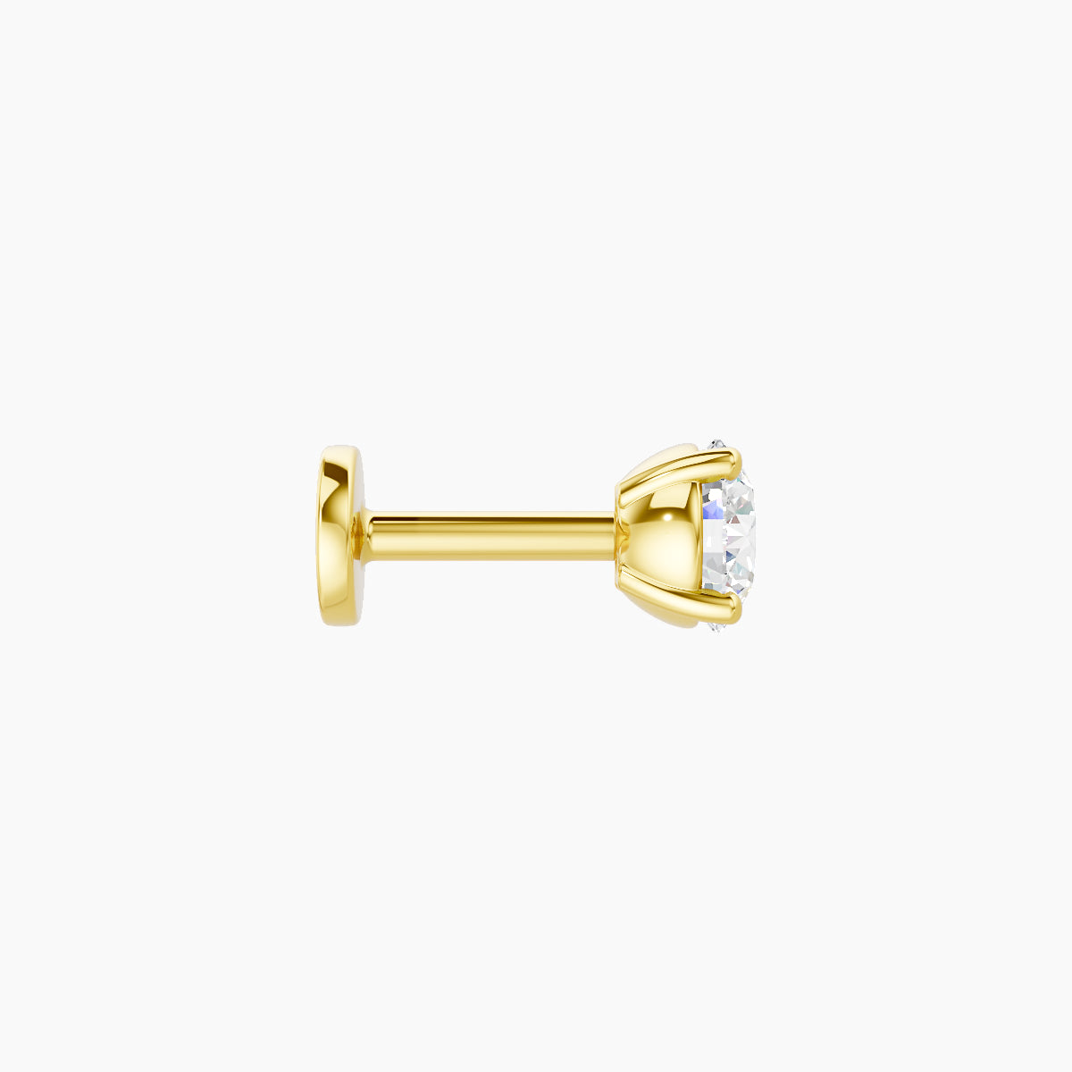 Nut | 18k Yellow Gold 3.8 mm 5 mm Round Diamond Nose Piercing